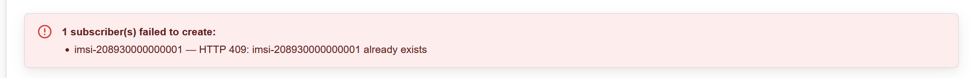 Duplicate UE creation error